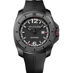 TOMMY HILFIGER Men's Black Dial Black Rubber Strap Quartz Watch